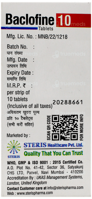 Baclofine 10 Tablet 10